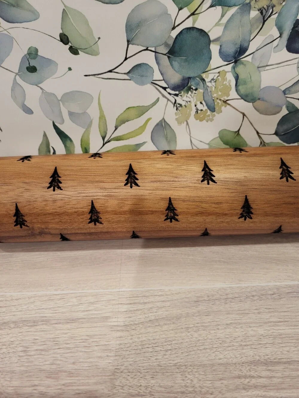Hearth And Hand With Magnolia Engraved Wooden Rolling Pin with Tree Pattern